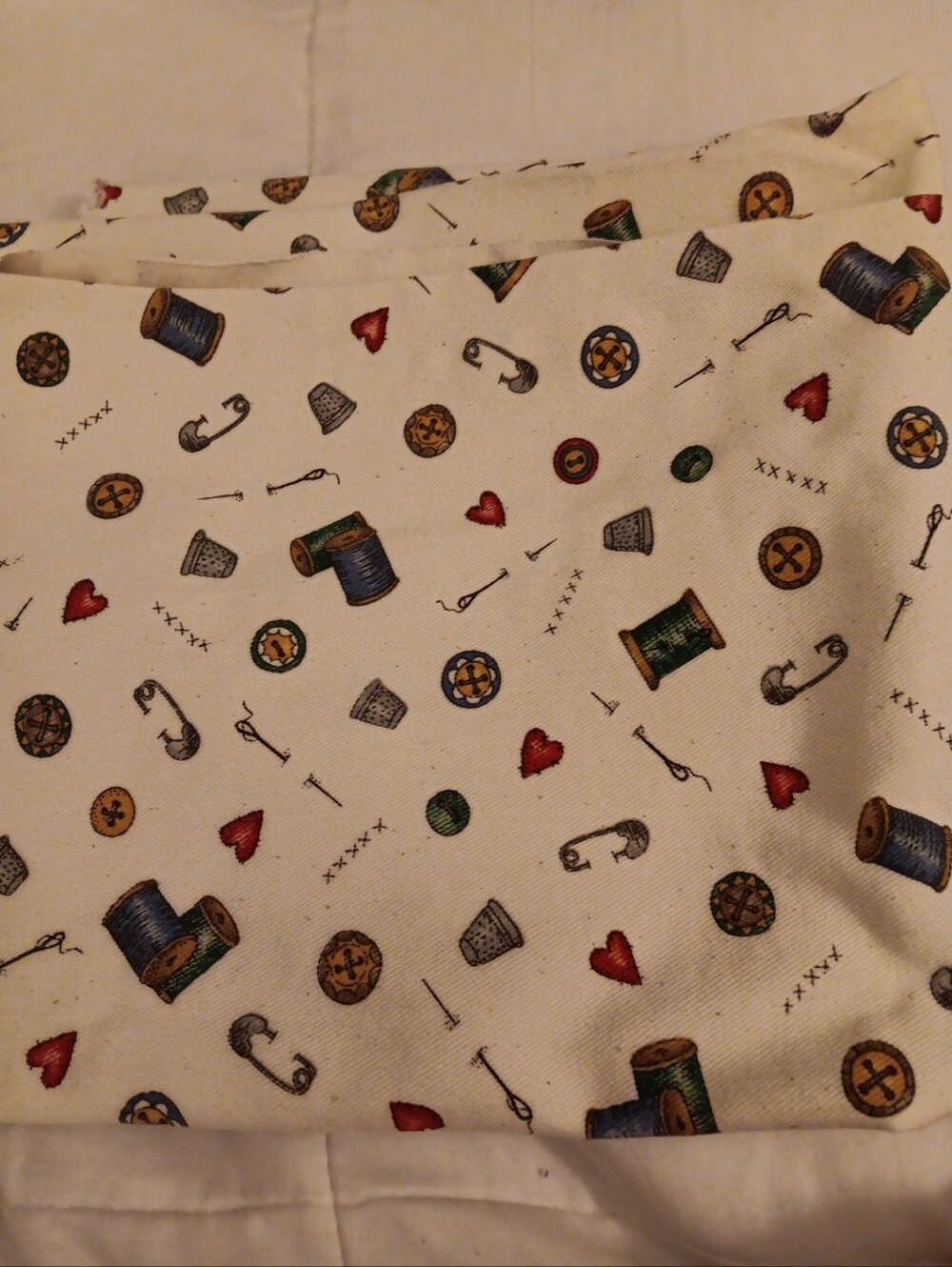Sewing Notions Print  - Cream with Multicolor Motifs 26x46